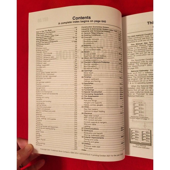 2022 National Construction Estimator by Richard Pray 70th Edition Craftsman - Picture 5 of 6